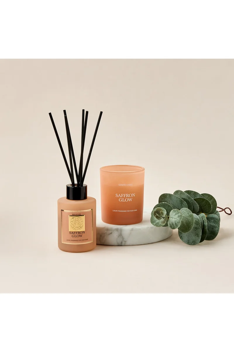 لايف ستايل Saffron Glow Scented Reed Diffuser and Jar Candle Set